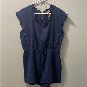 NWT Navy Blue Ruffled Romper XL by True Craft